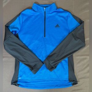 Adidas Climalite 1/4 Zip Pullover Athletic Top Blue Black M Running Training